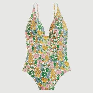 JCrew Plunge Swimsuit Liberty Mini Floral Walk, Size 2